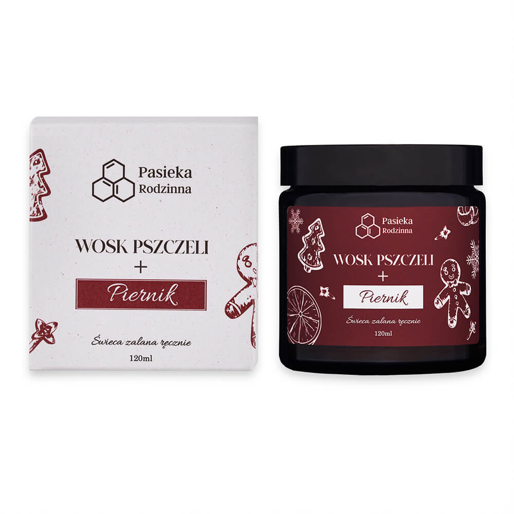 Świeca zapachowa z wosku pszczelego 120 ml Piernik