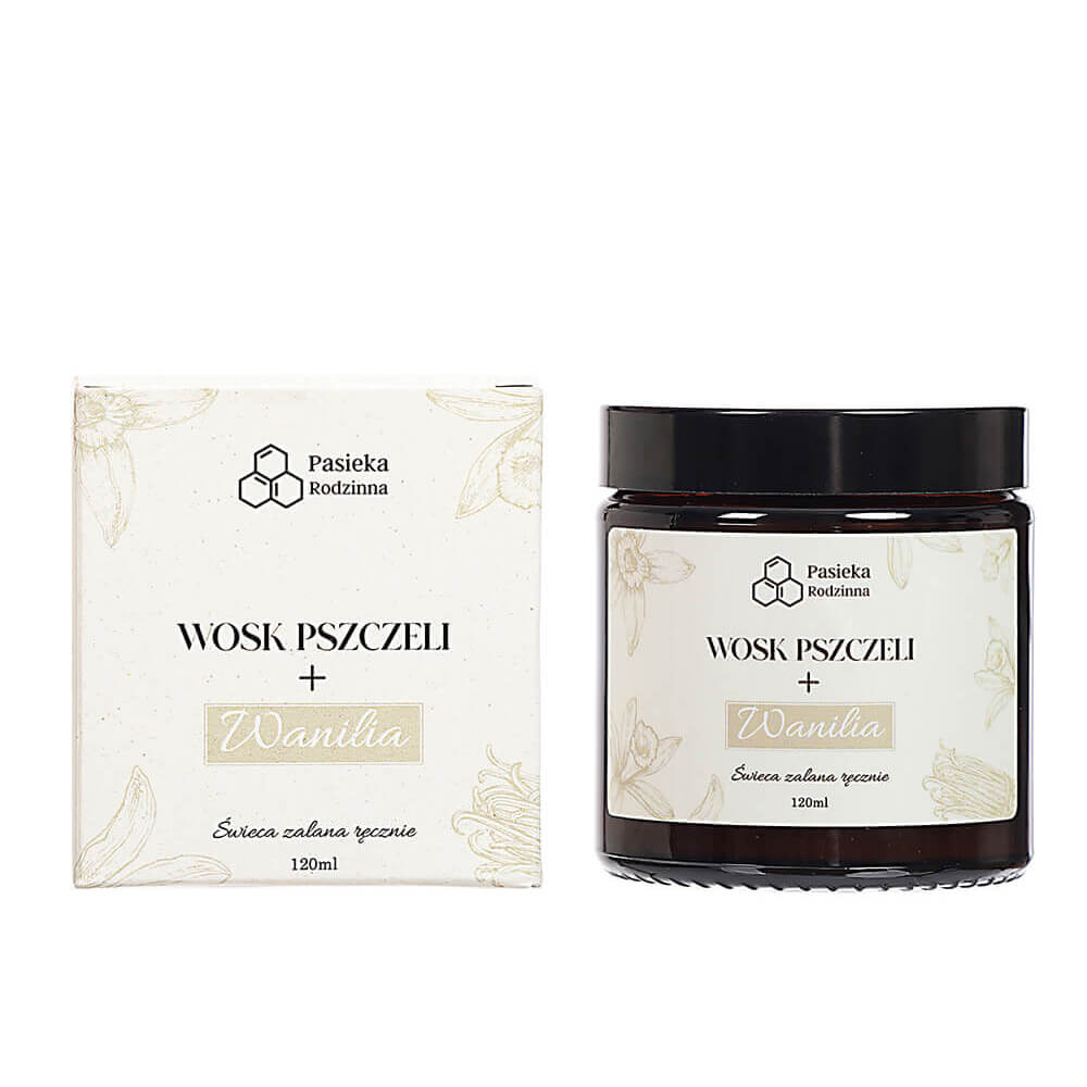 Świeca zapachowa z wosku pszczelego 120 ml Wanilia