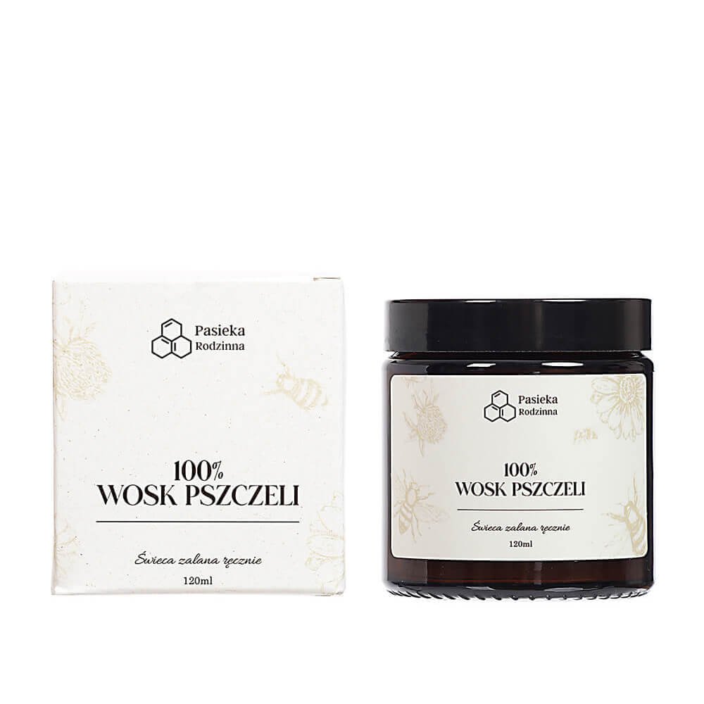 Świeca z naturalnego wosku pszczelego 120 ml